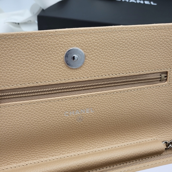 Brand new 2022 authentic Chanel classic beige caviar quilted woc wallet on chain - Picture 9 of 17